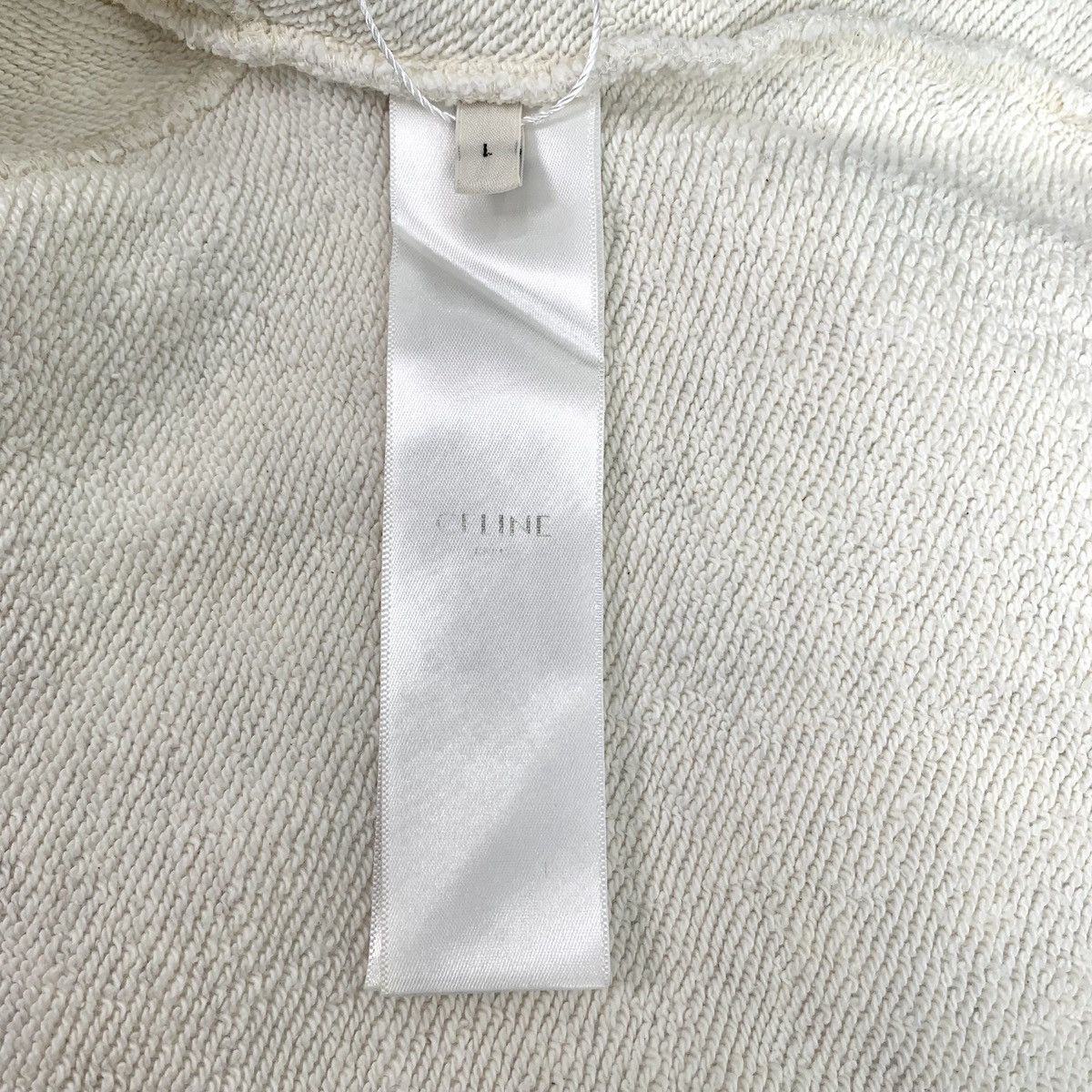 Celine Celine White Logo Printed Cotton Crew Neck Sweatshirt K26WX Size L / US 10 / IT 46 - 6 Thumbnail