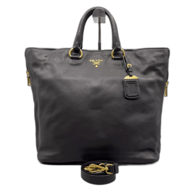 Prada Prada Leather Tote Bag with Gold Accents Size ONE SIZE - 1 Thumbnail