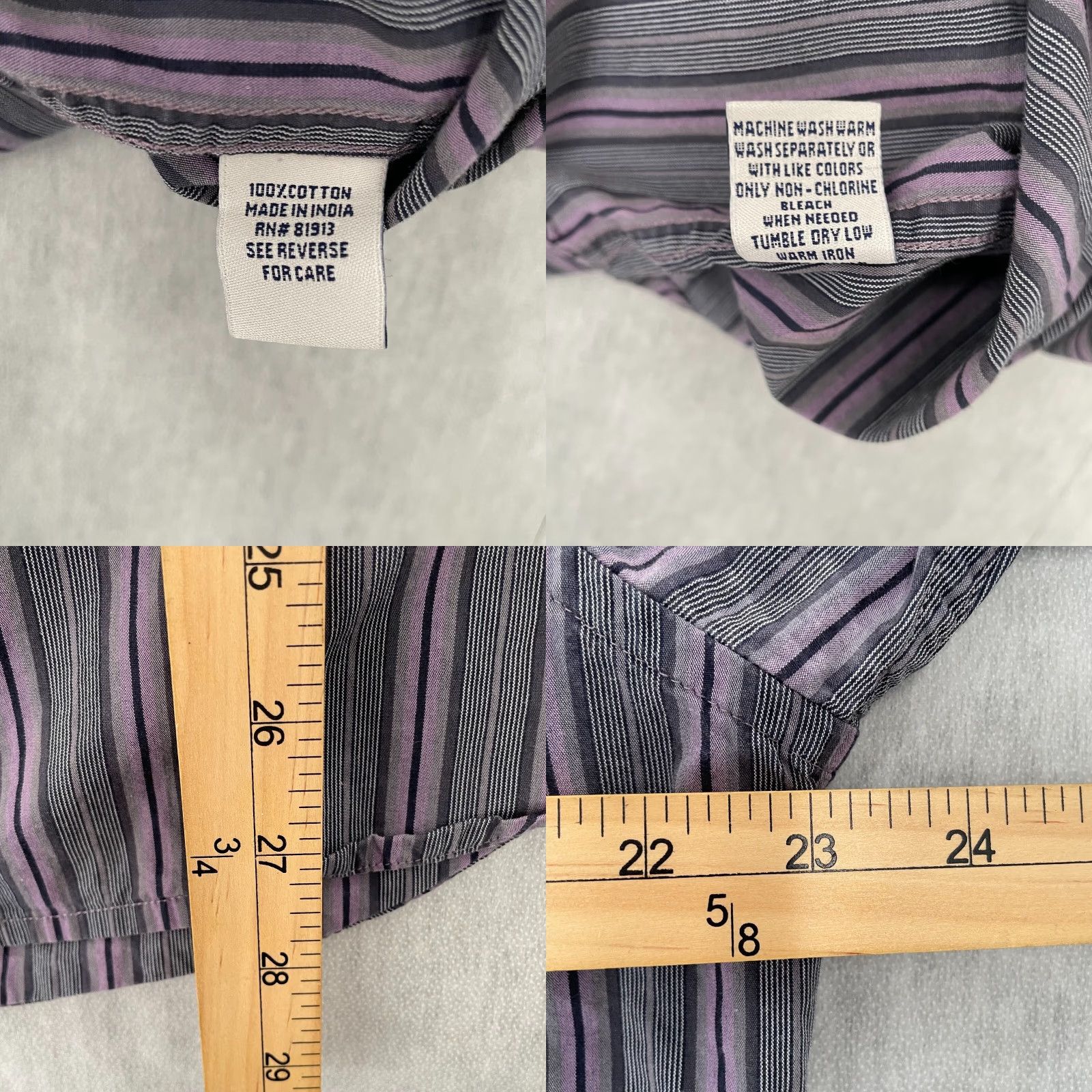 Robert Graham ROBERT GRAHAM Striped Button-Up Shirt Adult Large Purple Gray Long Sleeve Mens Size US L / EU 52-54 / 3 - 8 Thumbnail