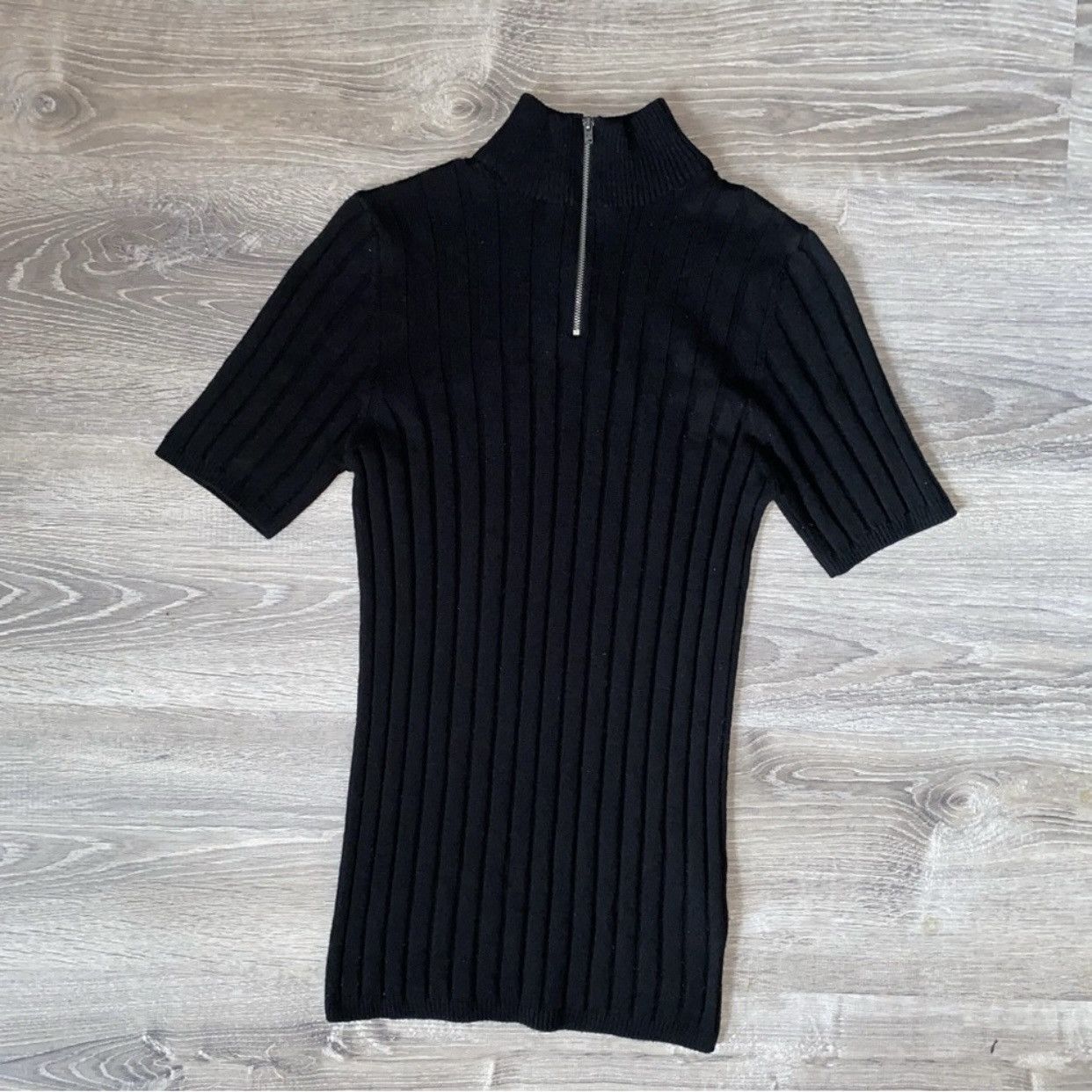 Asos ASOS Knitted Ribbed Half Zip T Shirt Size US XS / EU 42 / 0 - 1 Thumbnail