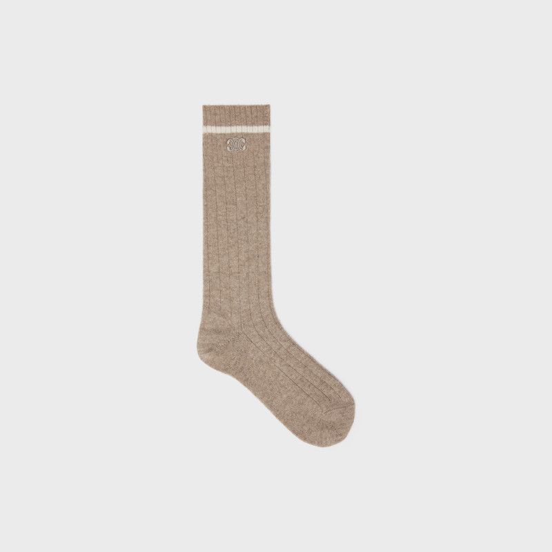 Celine o1w1db11225 2A43V290Q Size: S / Triomphe Socks in Brown Size ONE SIZE - 1 Thumbnail