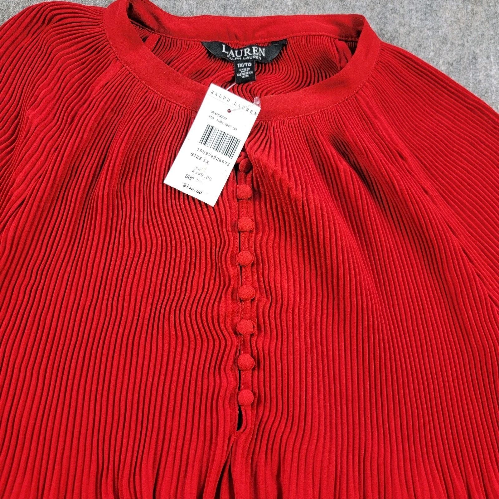 Lauren Ralph Lauren Lauren Ralph Lauren Pleated Georgette Blouson Sleeve Blouse Size XL / US 12-14 / IT 48-50 - 6 Thumbnail