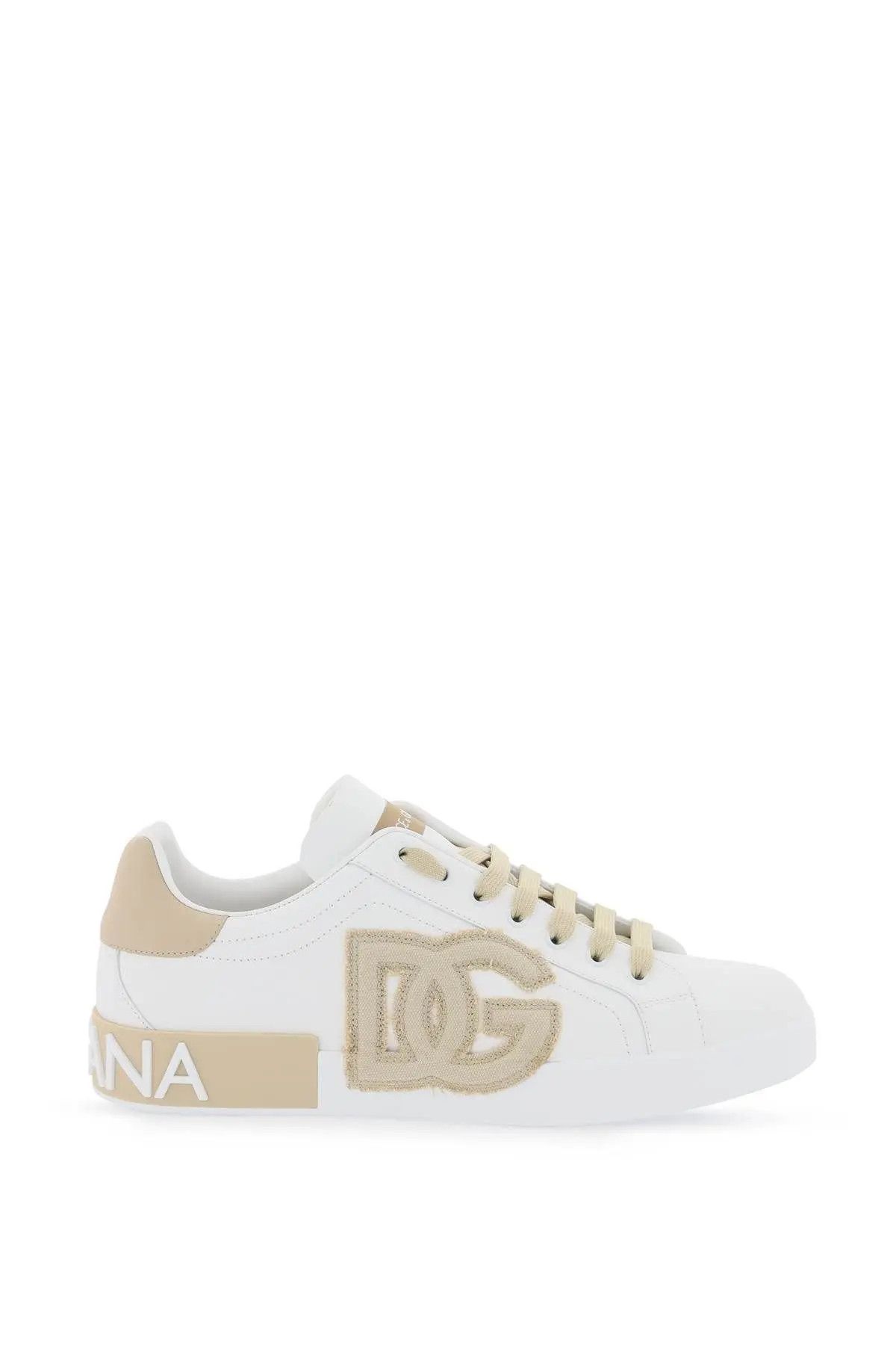 image of Dolce Gabbana O1S22I1N0224 "leather Portofino Sneakers In Beige/white, Men's (Size 9)