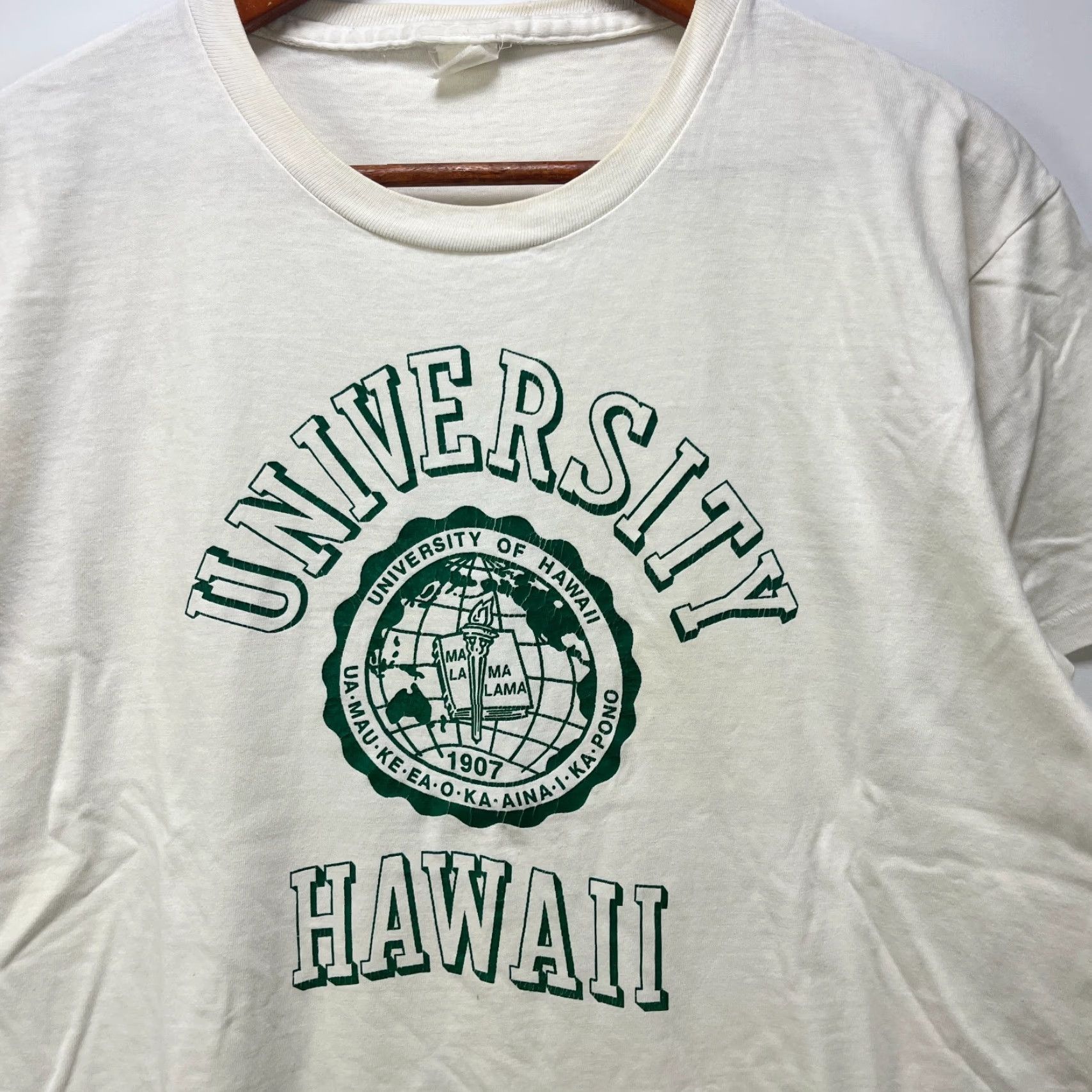 Vintage VINTAGE University Of Hawaii T Shirt 80s 90s Graphic Print Short Sleeve Crew Neck White Cotton M Mens Size US M / EU 48-50 / 2 - 2 Thumbnail