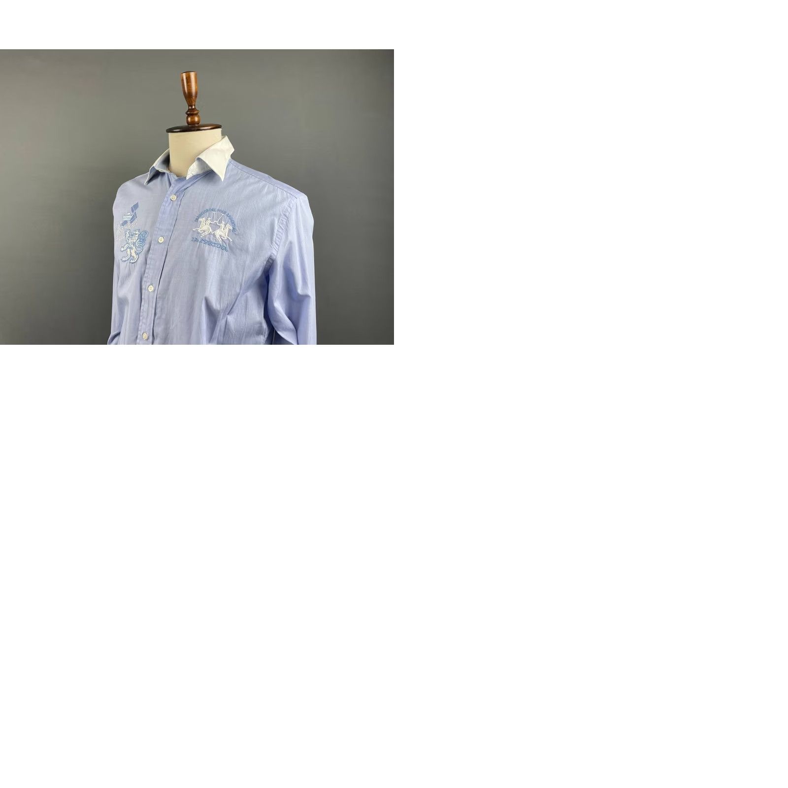 La Martina La Martina Blue Regular-Fit Casual Shirt M Button-Up Long Sleeve Embroidered Cotton Mens Size US M / EU 48-50 / 2 - 10 Thumbnail