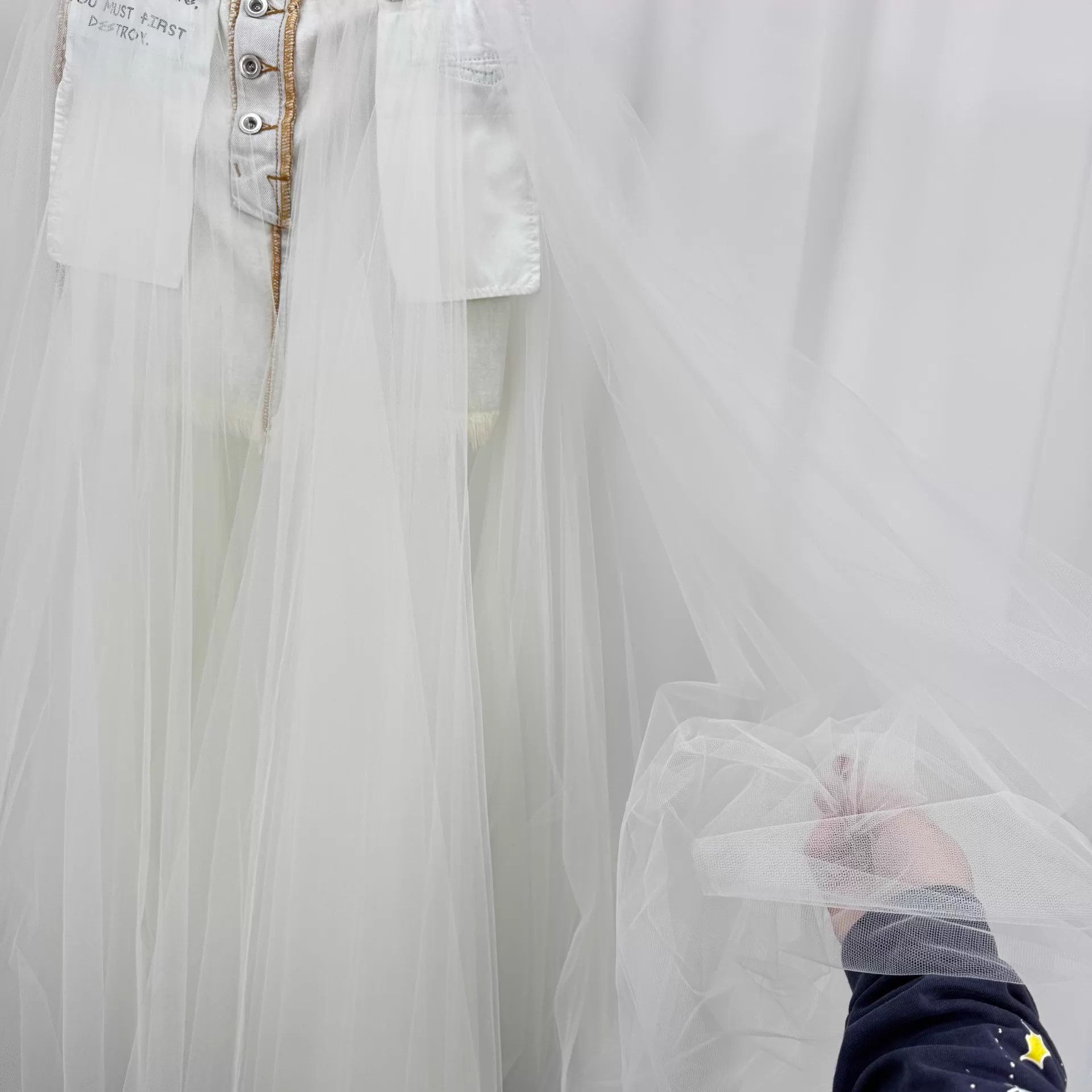 Unravel Project Unravel Project White Denim Tulle Dress W25 99 new Size 25" / US 0 / IT 36 - 4 Thumbnail