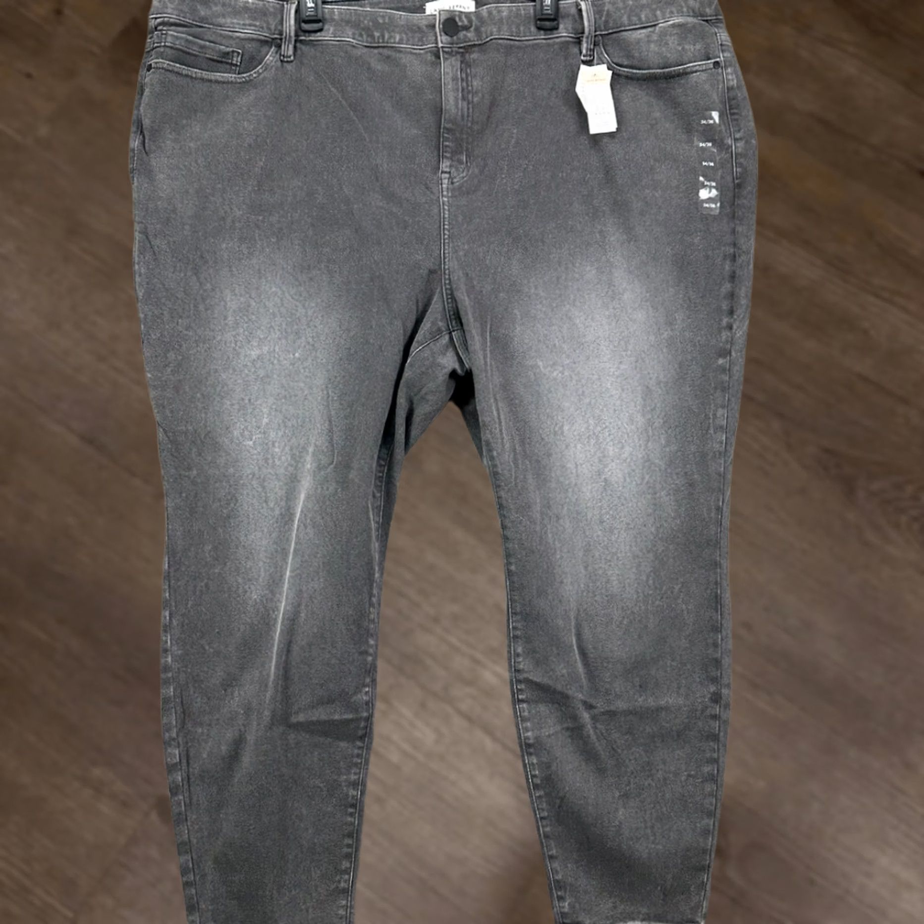 Vintage Lane Bryant Skinny Jeans Womens 34-36 Grey Distressed Denim Slim 5 Pocket Button Rise NA Denim NEW Size 24" / US 00 / IT 34 - 1 Thumbnail