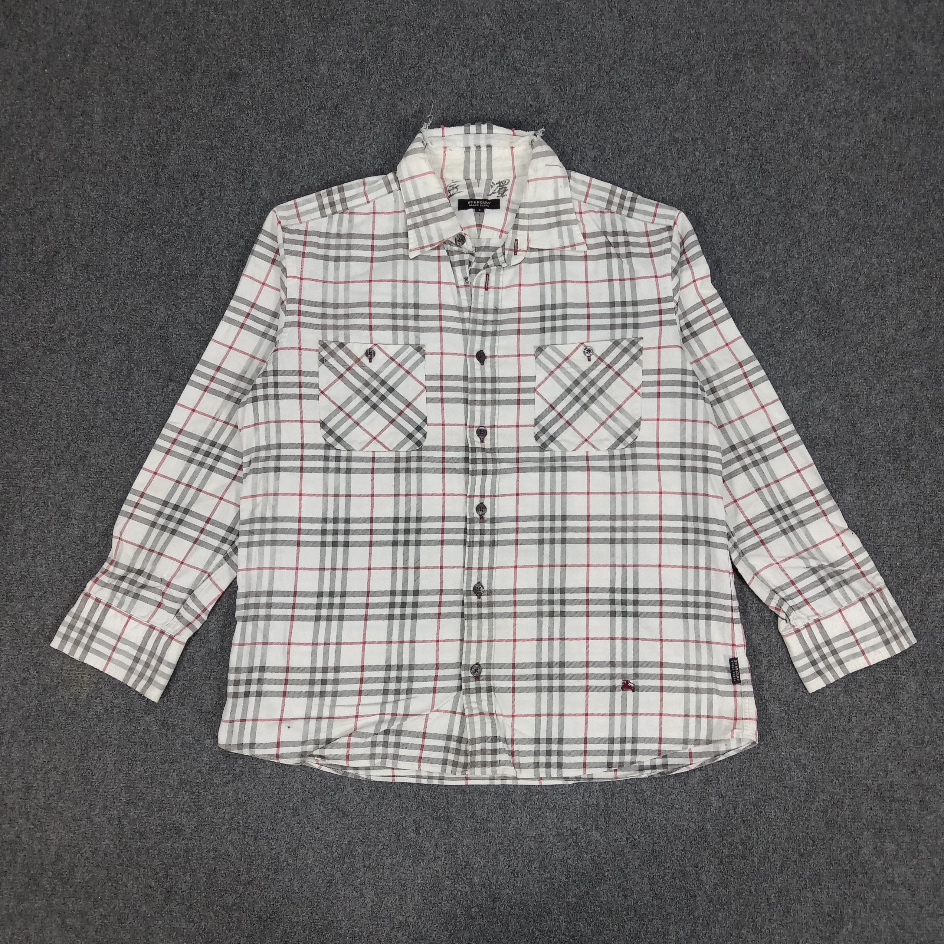 Burberry × Vintage Burberry Black Label Italian Brand Flannel Shirt Size US XL / EU 56 / 4 - 1 Thumbnail