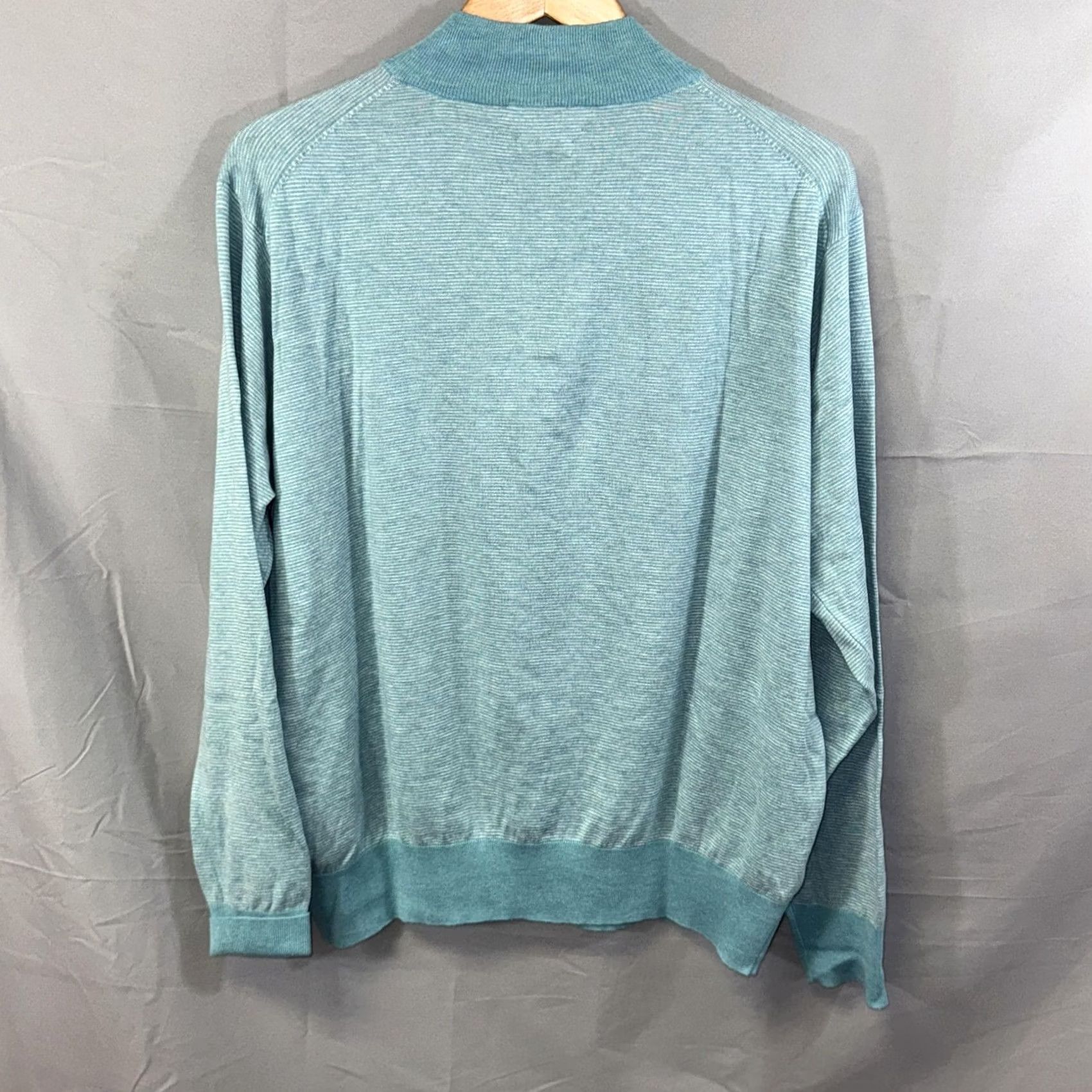 Peter Millar Peter Millar Sweater Mens Large Blue Quarter Zip Crown Soft Cotton Silk Knit Mens L Blue 1/4 Zip Mock Neck Knit Crown Detail Size US L / EU 52-54 / 3 - 2 Thumbnail
