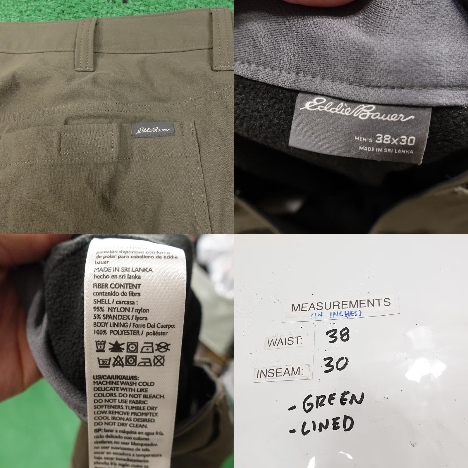 Eddie Bauer Eddie Bauer Mens Pants Green Fleece Lined Cargo Hiking Stretch Nylon 38x30 Size US 38 / EU 54 - 8 Thumbnail