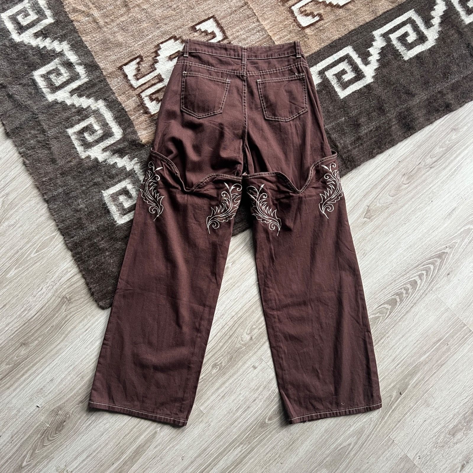 Cowboy Equipment Musera Embroidered Wide Leg Western Y2K Cowboy Jeans 9620AC Size 27" / US 4 / IT 40 - 8 Thumbnail