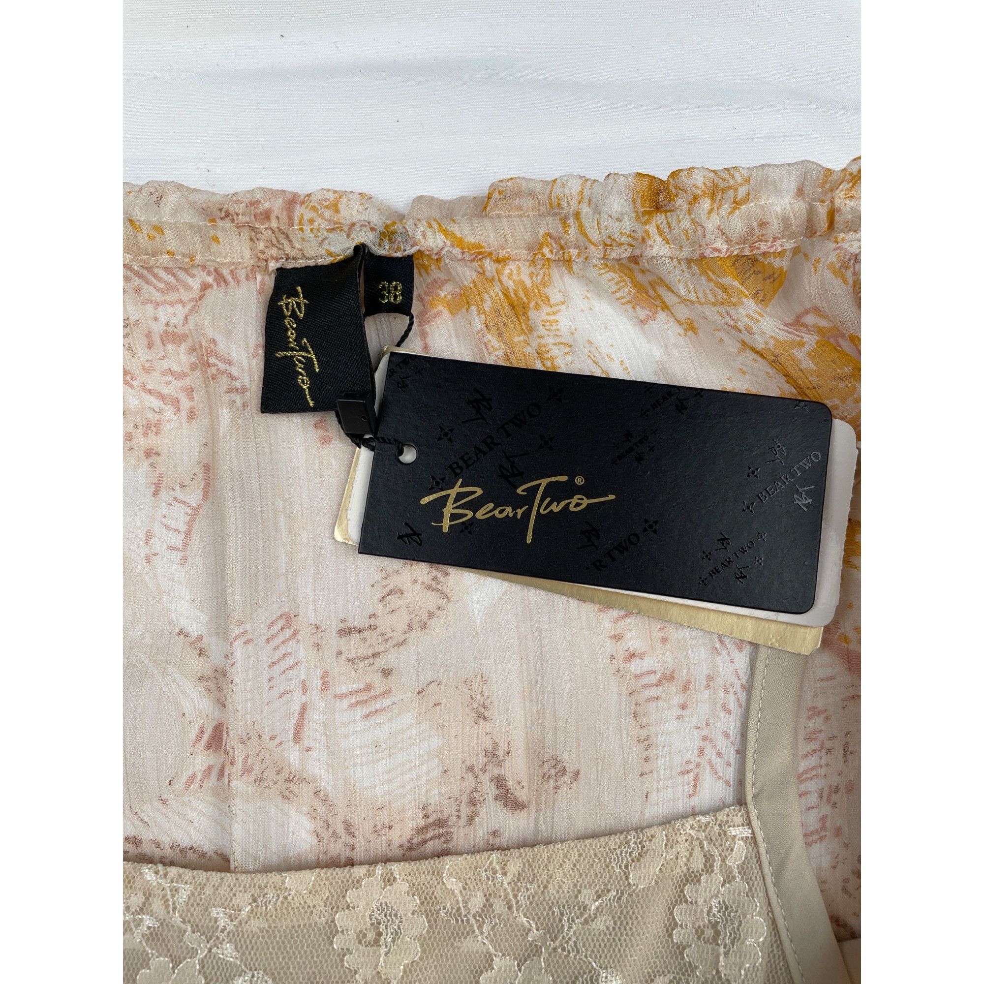 Other Bear Two Womens Tan Sheer Leaf Design dress above knee Size Size M / US 6-8 / IT 42-44 - 5 Thumbnail