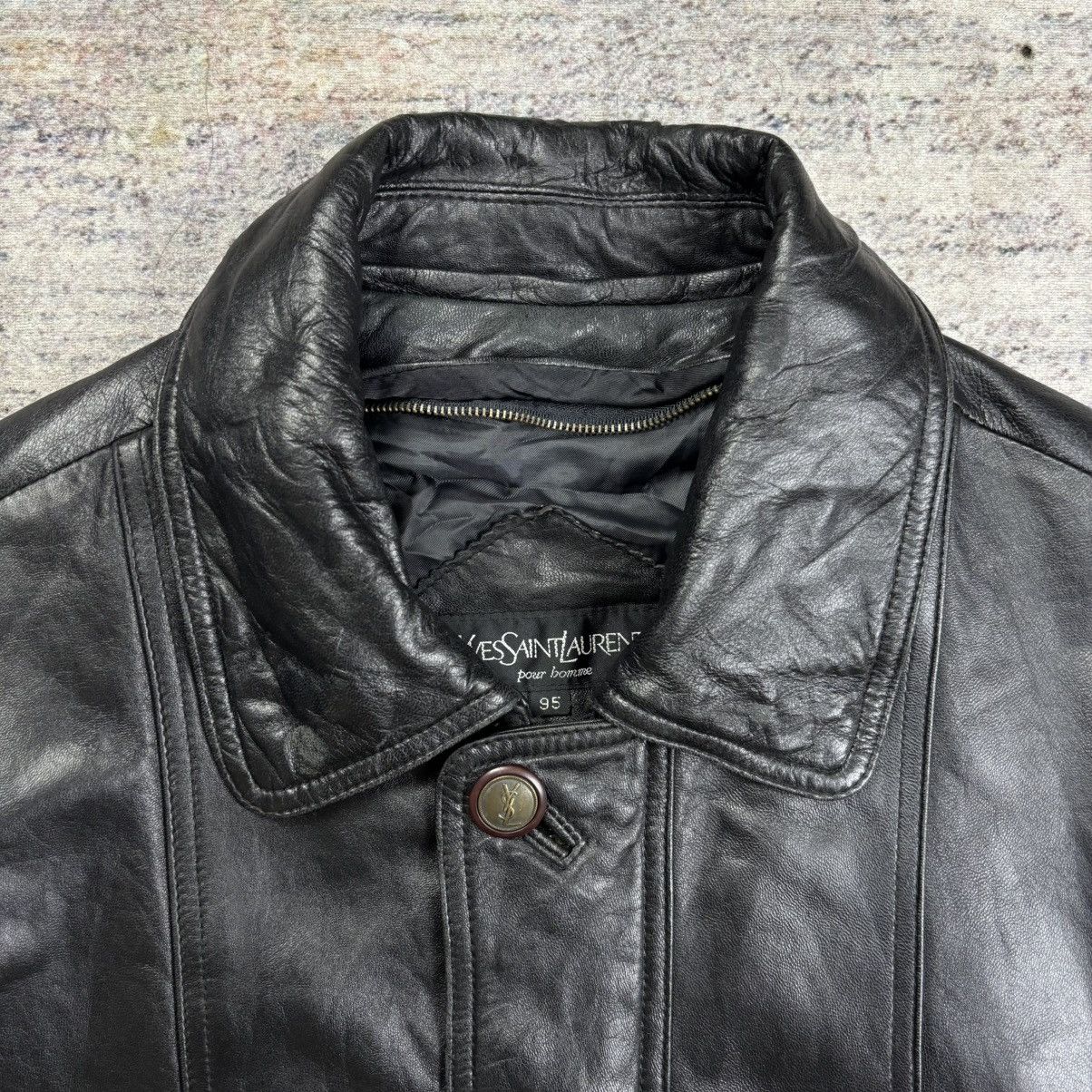Yves Saint Laurent Vintage 90s Yves saint laurent embossed logo leather jacket Size US M / EU 48-50 / 2 - 8 Thumbnail