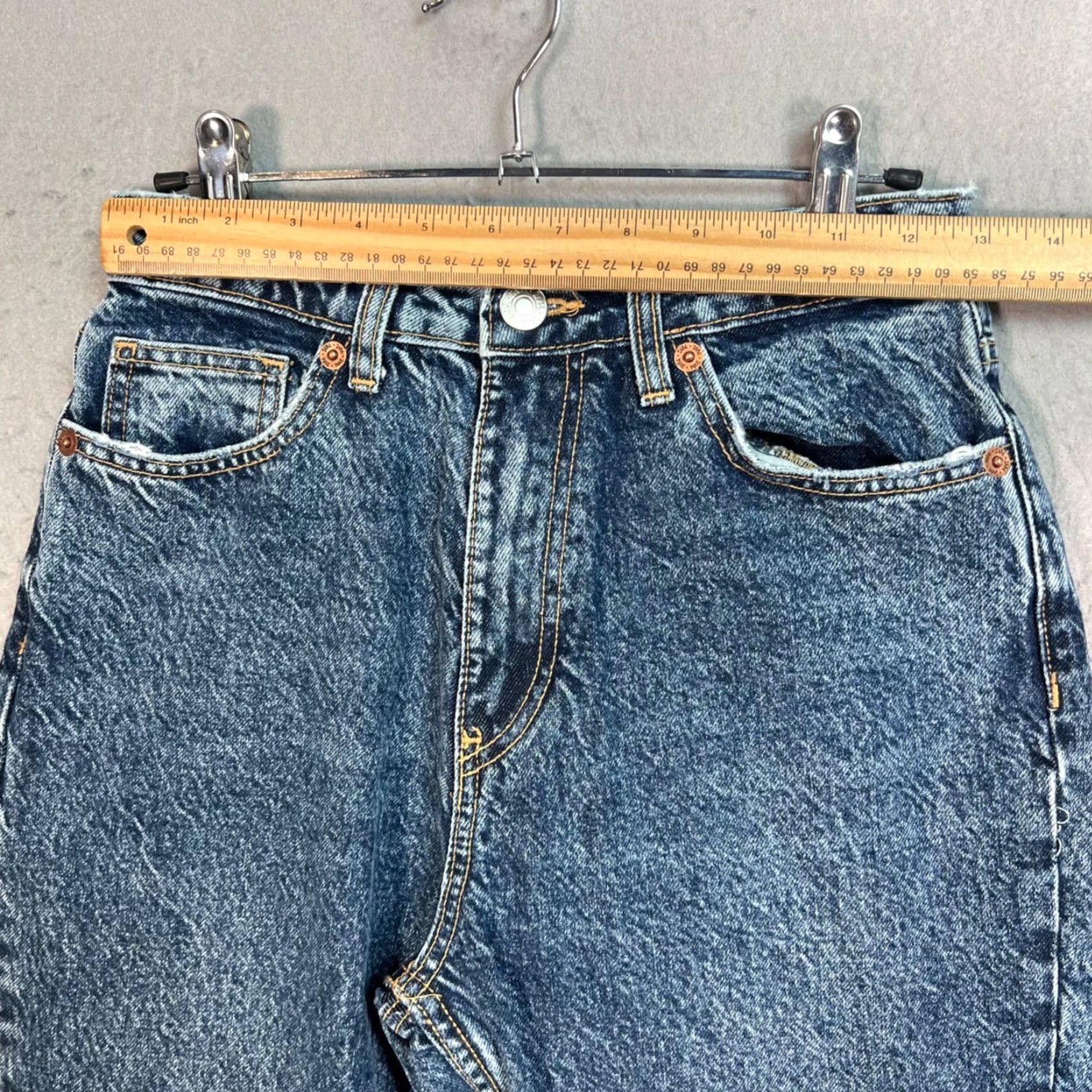 Zara Zara Jeans Womens 4 Blue Denim High-Waisted Tapered 5-Pocket Regular Inseam 27 in Vintage No 90s Theme Mens Womens Girls Size 27" / US 4 / IT 40 - 5 Thumbnail