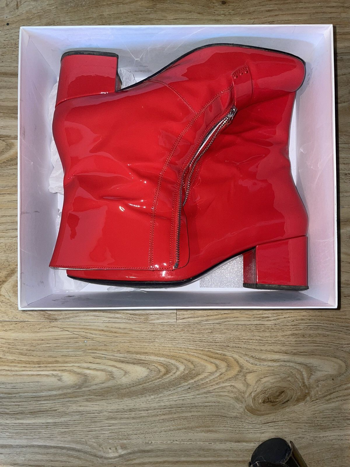 DORA TEYMUR DORATEYMUR Candy Apple Red Patent Leather Ankle Boot Size US 11 / IT 41 - 13 Thumbnail