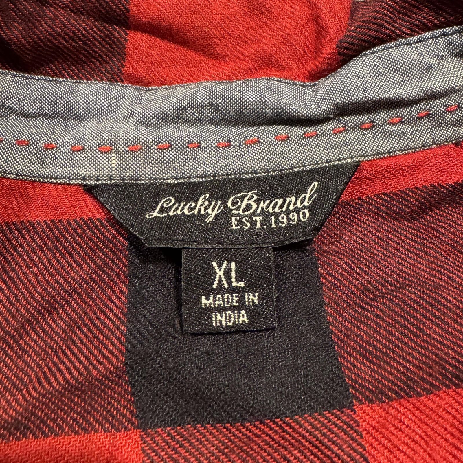 Lucky Brand Lucky Brand Top Grunge Cottage Button Buffalo Plaid Red XL Size XL / US 12-14 / IT 48-50 - 3 Thumbnail