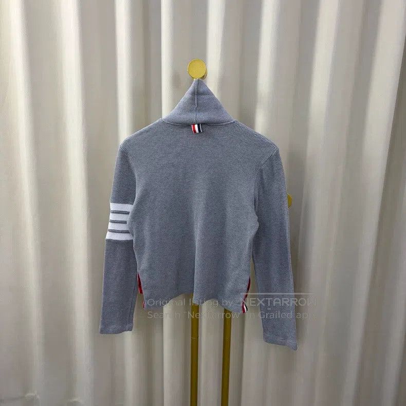 Thom Browne Thom Browne Gray Waffle High Neck Hoodie Size US XXS / EU 40 - 2 Thumbnail