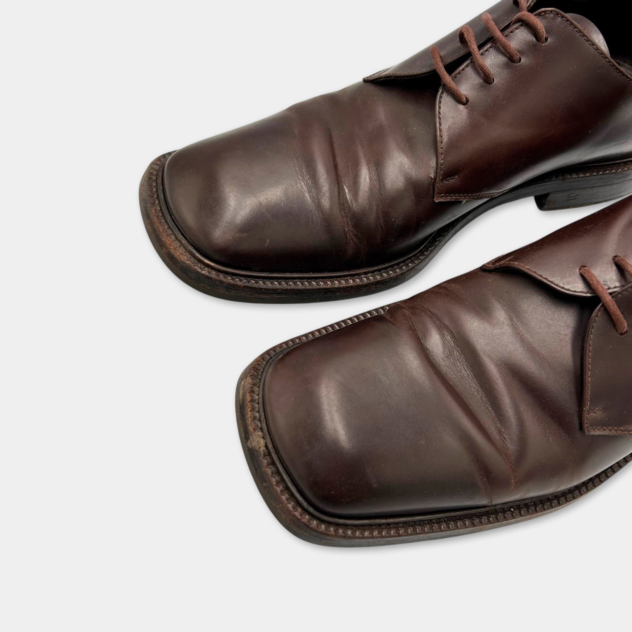 Prada Prada Vintage Square-Toe Leather Derby Shoes Size US 10.5 / EU 43-44 - 2 Thumbnail