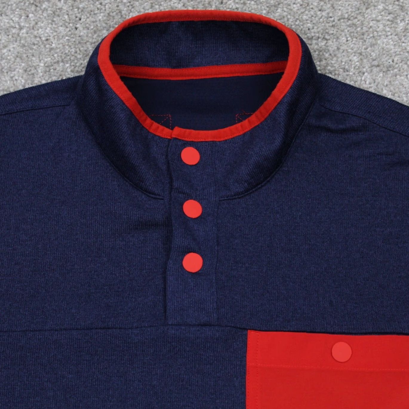 Vintage Duluth Mens Large Blue/Red Snap Sweatshirt Pullover Knit 1/4 Zip Pockets Relaxed Fit L/S Casual/Workwear Size US L / EU 52-54 / 3 - 6 Thumbnail