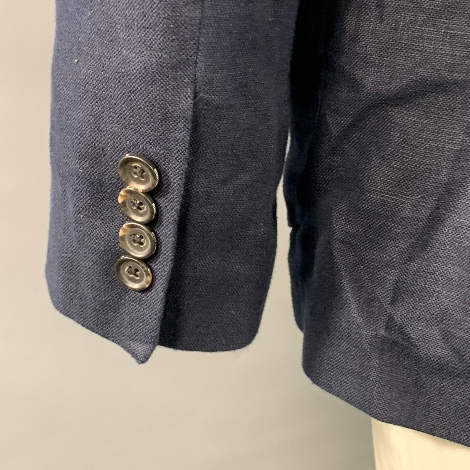 Polo Ralph Lauren POLO by RALPH LAUREN Regular Navy Woven Linen Sport Coat Size 42R - 4 Thumbnail