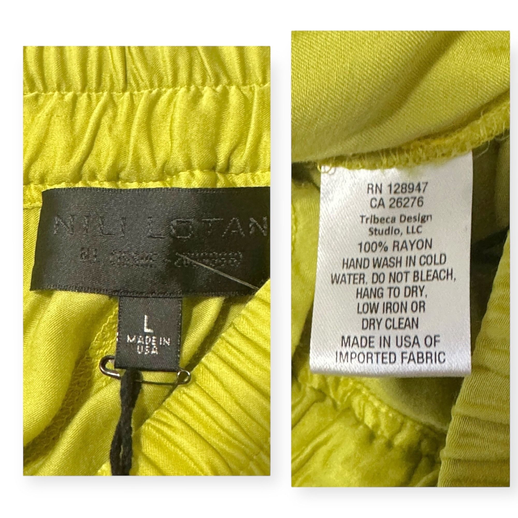 Nili Lotan Nili Lotan Safi Rayon Pant In Kiwi, Size L, Color Yellow, N Size 32" / US 10 / IT 46 - 4 Thumbnail