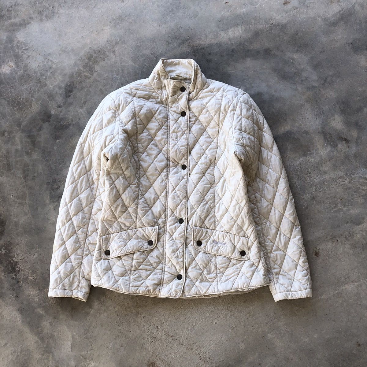 image of Barbour Zipper Quilted Jacket in White, Women's (Size Large)