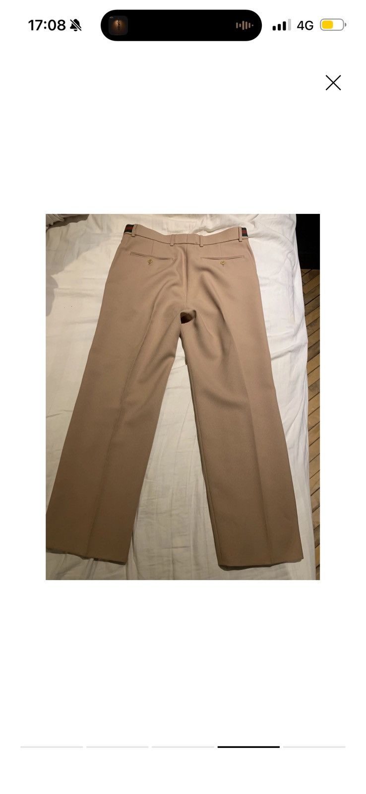 Gucci Fluid drill trouser with web detail - beige. Size US 31 - 9 Thumbnail