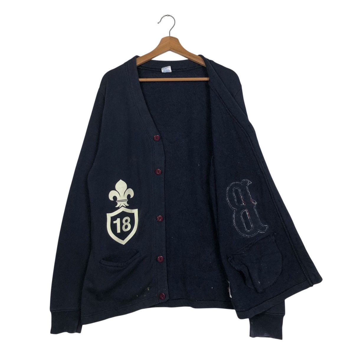 Vintage Champion Collegiate Knit Cardigan Big B Patch Crest Detail Size US L / EU 52-54 / 3 - 12 Thumbnail