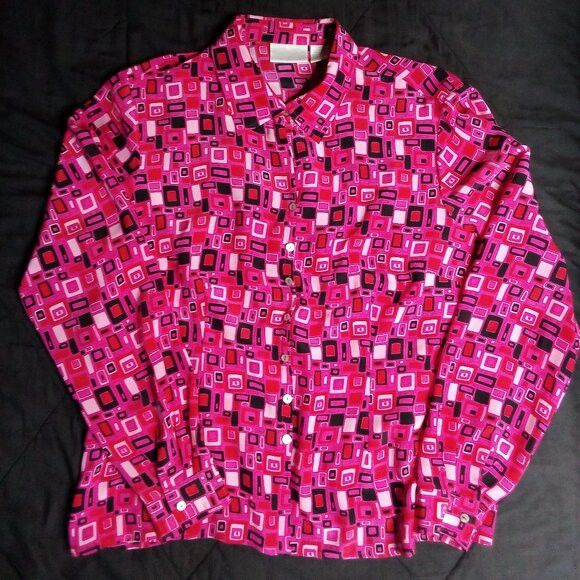 Worthington Vintage Worthington Tiles Silk Button Shirt Size XL / US 12-14 / IT 48-50 - 2 Thumbnail