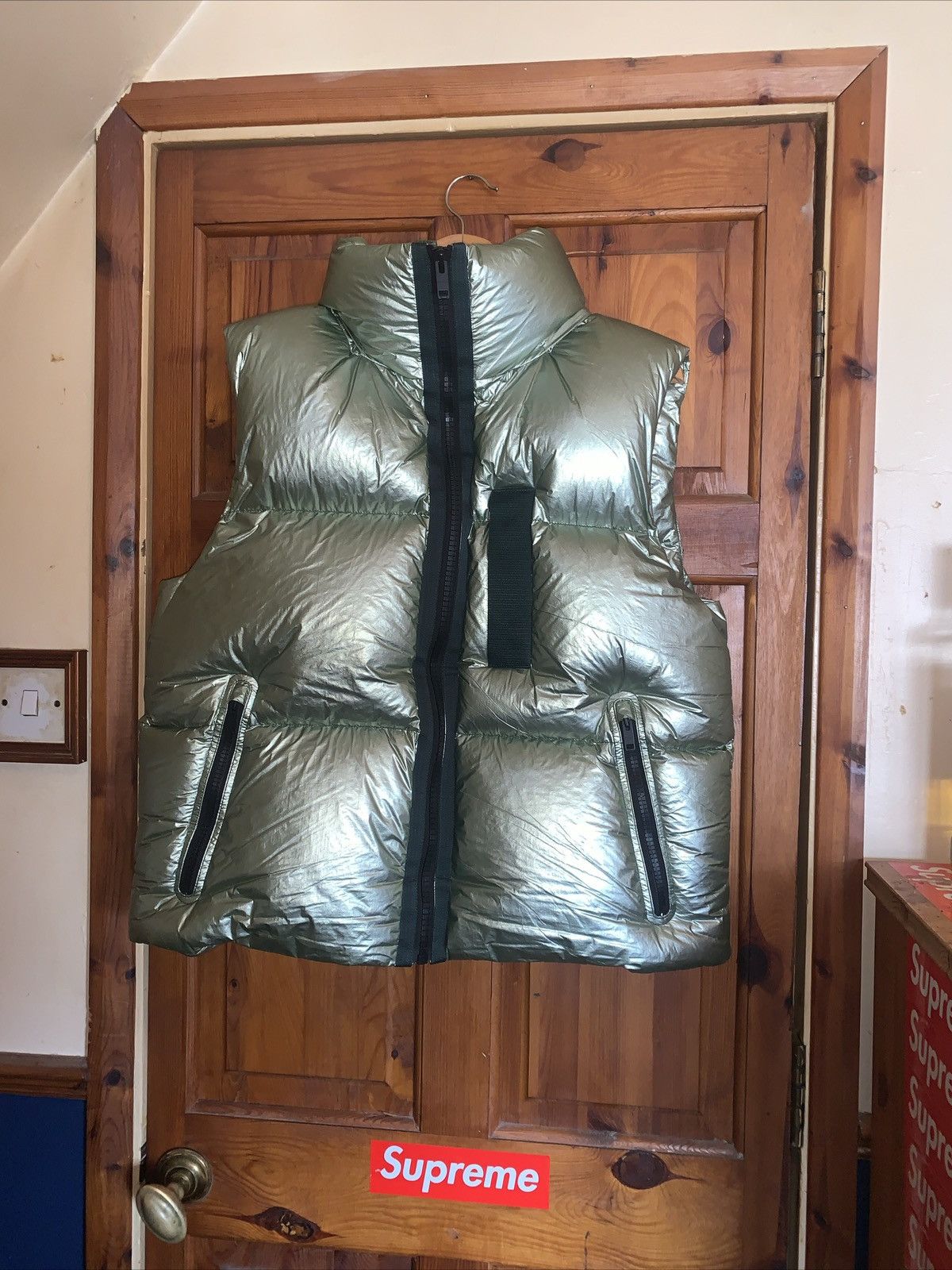 Givenchy MMW Laminated Down Vest Forest Green Size 48 Medium