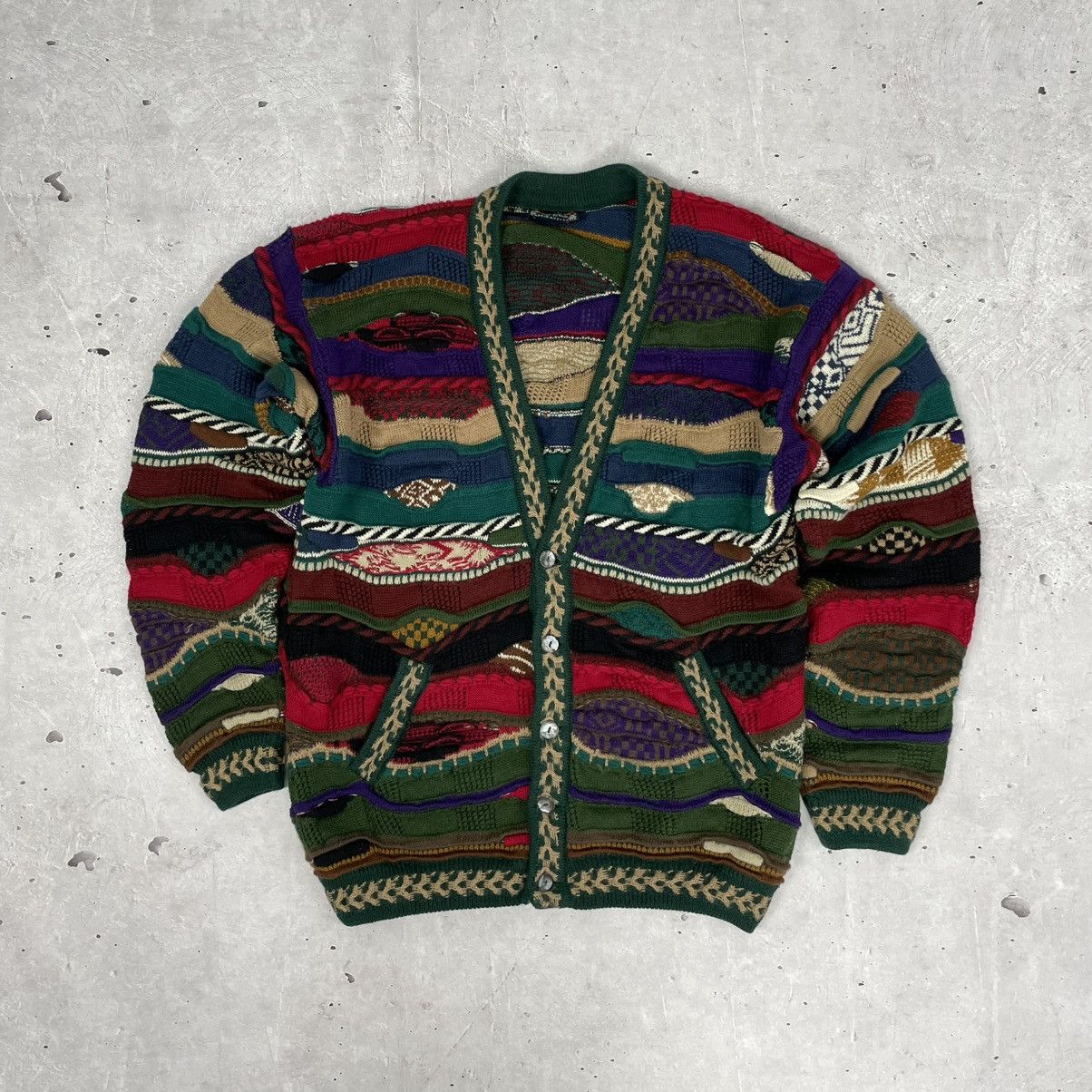 Coogi Vintage 80’s Coogi 3D knitted Cardigan Notorius B.I.G Size US M / EU 48-50 / 2 - 8 Thumbnail