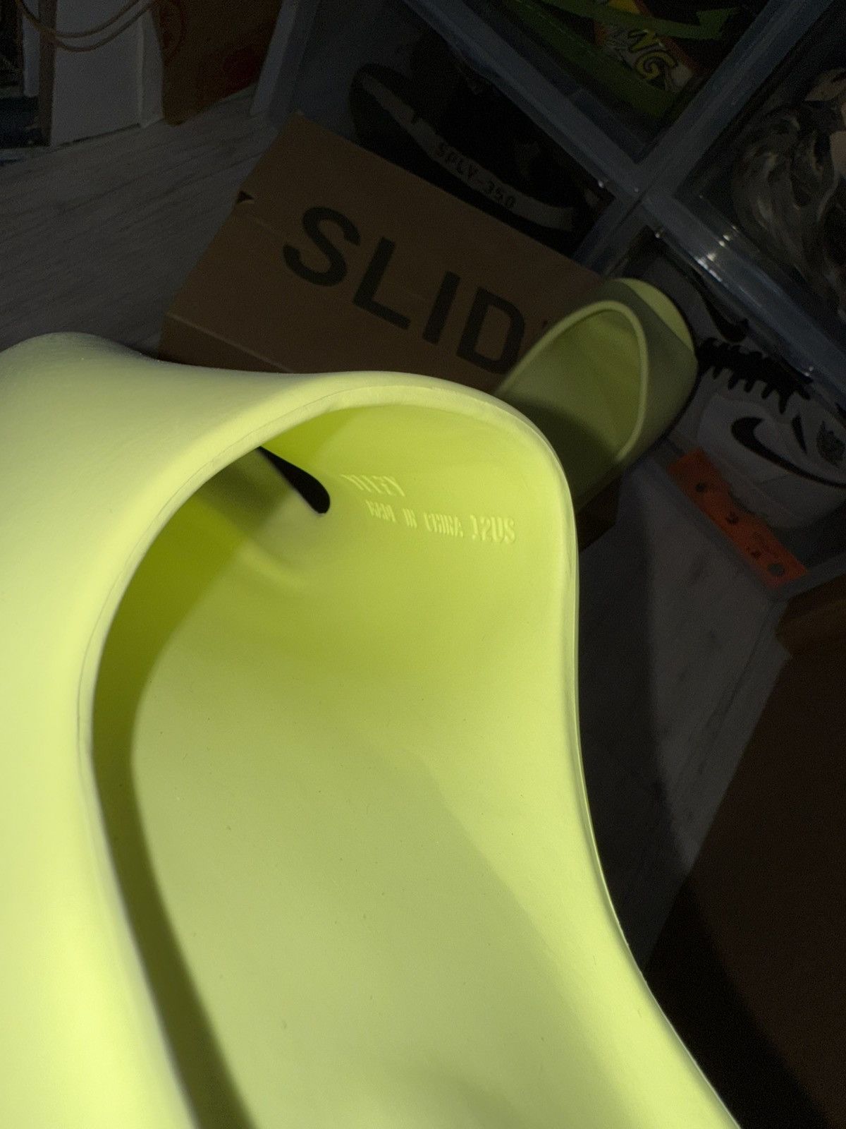 Adidas × Kanye West Adidas Yeezy Slide Green Glow 2022 Size US 12 / EU 45 - 8 Thumbnail