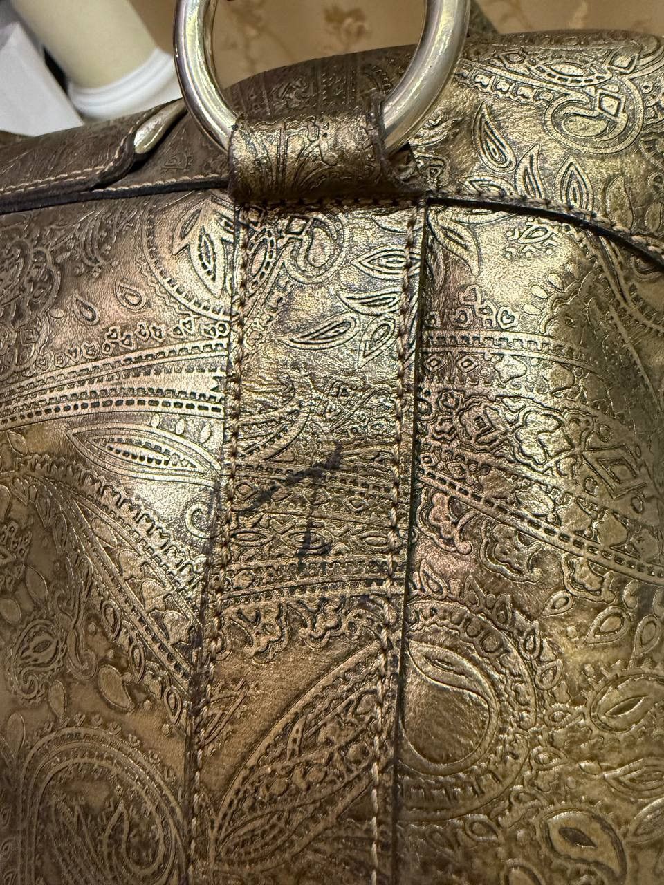 Just Cavalli Just Cavalli Gold Patterned Leather Buckle Bag Size ONE SIZE - 9 Thumbnail