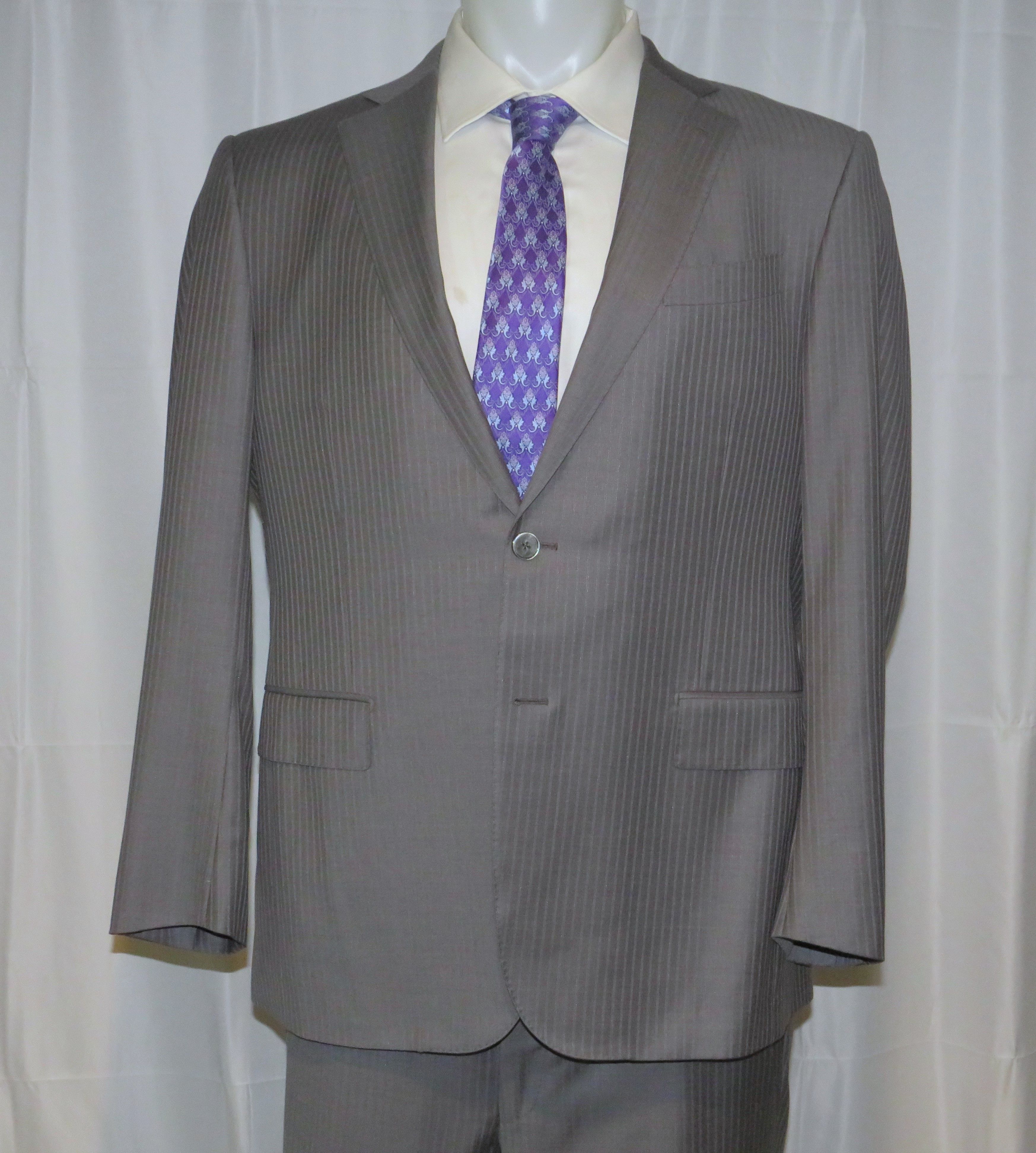 Ermenegildo Zegna Su Misura Trofeo Gray Stripe Current Two Button Suit 44R Size 44R - 3 Thumbnail