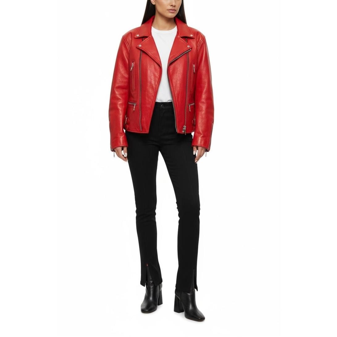 Other Vintage Red Leather Biker Jacket Size US M / EU 48-50 / 2 - 2 Thumbnail