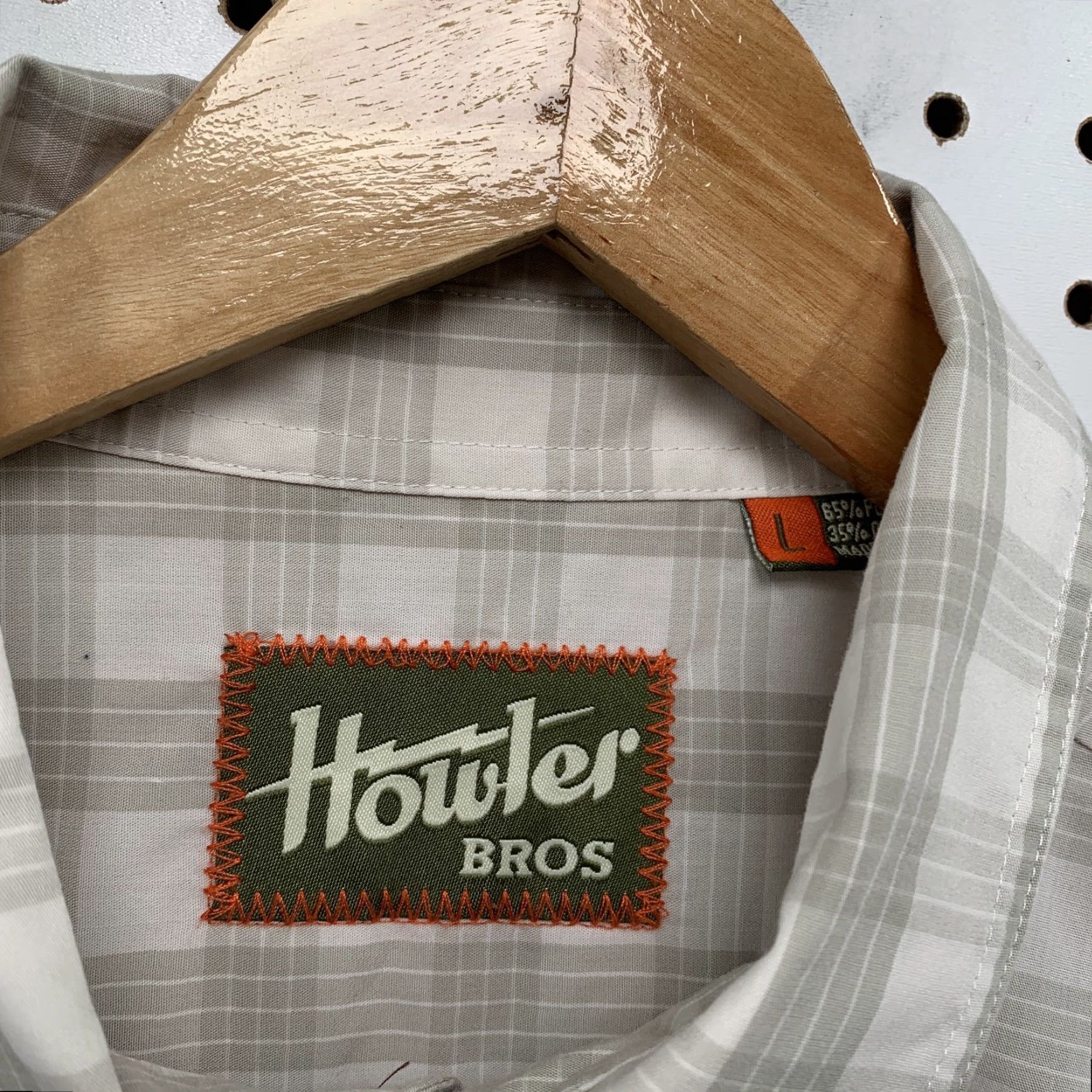 Howler Brothers Howler Bros Plaid Button-Up Shirt Mens Large Beige Short Sleeve Outdoor Casual Size US L / EU 52-54 / 3 - 2 Thumbnail