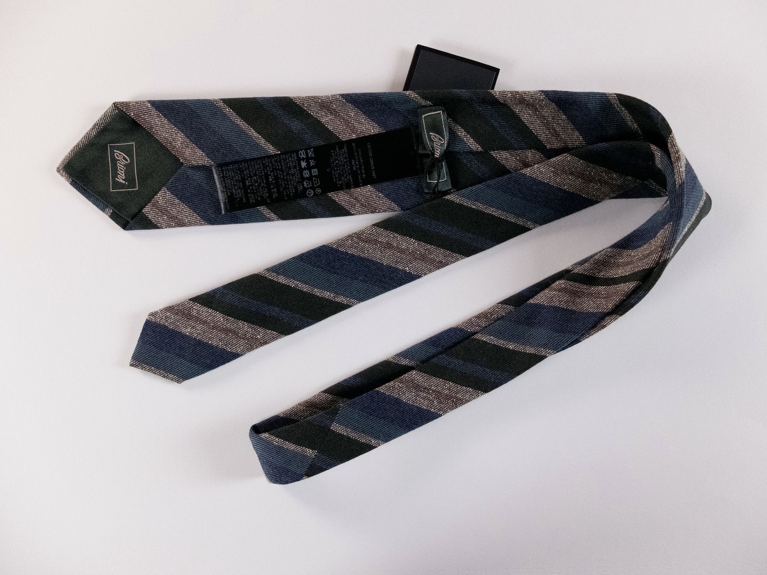 Brioni BRIONI hand made blue gray striped wool silk tie authentic Size ONE SIZE - 4 Thumbnail