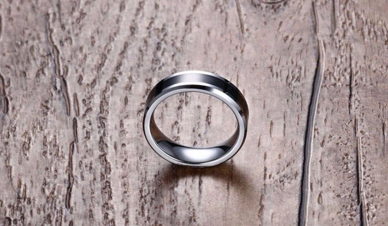 Jewelry 6MM Men's Carbide Black Enamel Ring Size ONE SIZE - 2 Thumbnail