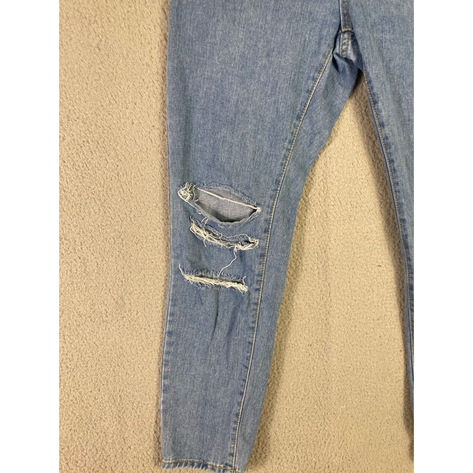 Shein Women's High Waisted Distressed Straight Leg Jeans Blue 28 M Size 28" / US 6 / IT 42 - 7 Thumbnail