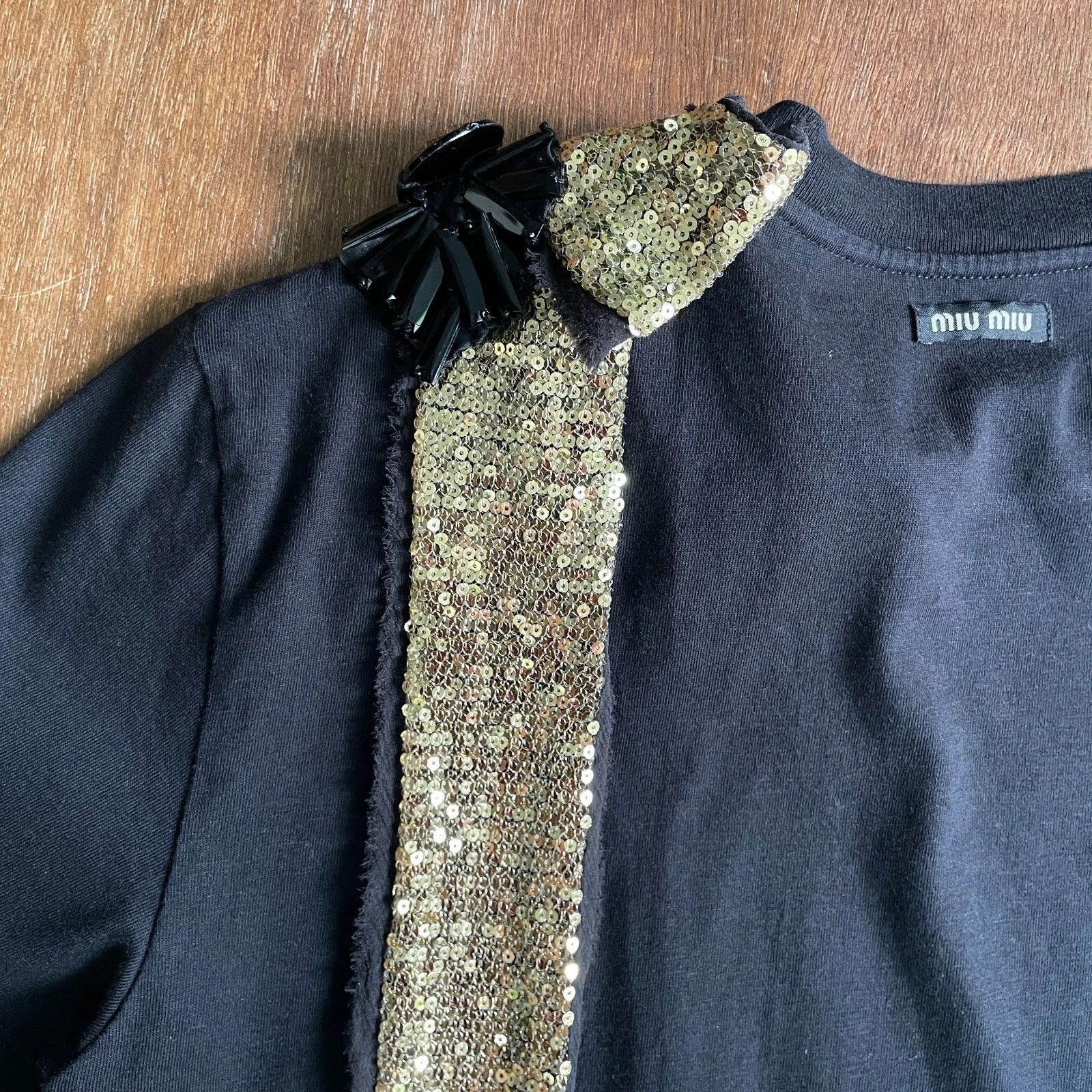 Miu Miu Miu Miu Bow Silk Logo Tee Size US S / EU 44-46 / 1 - 8 Thumbnail
