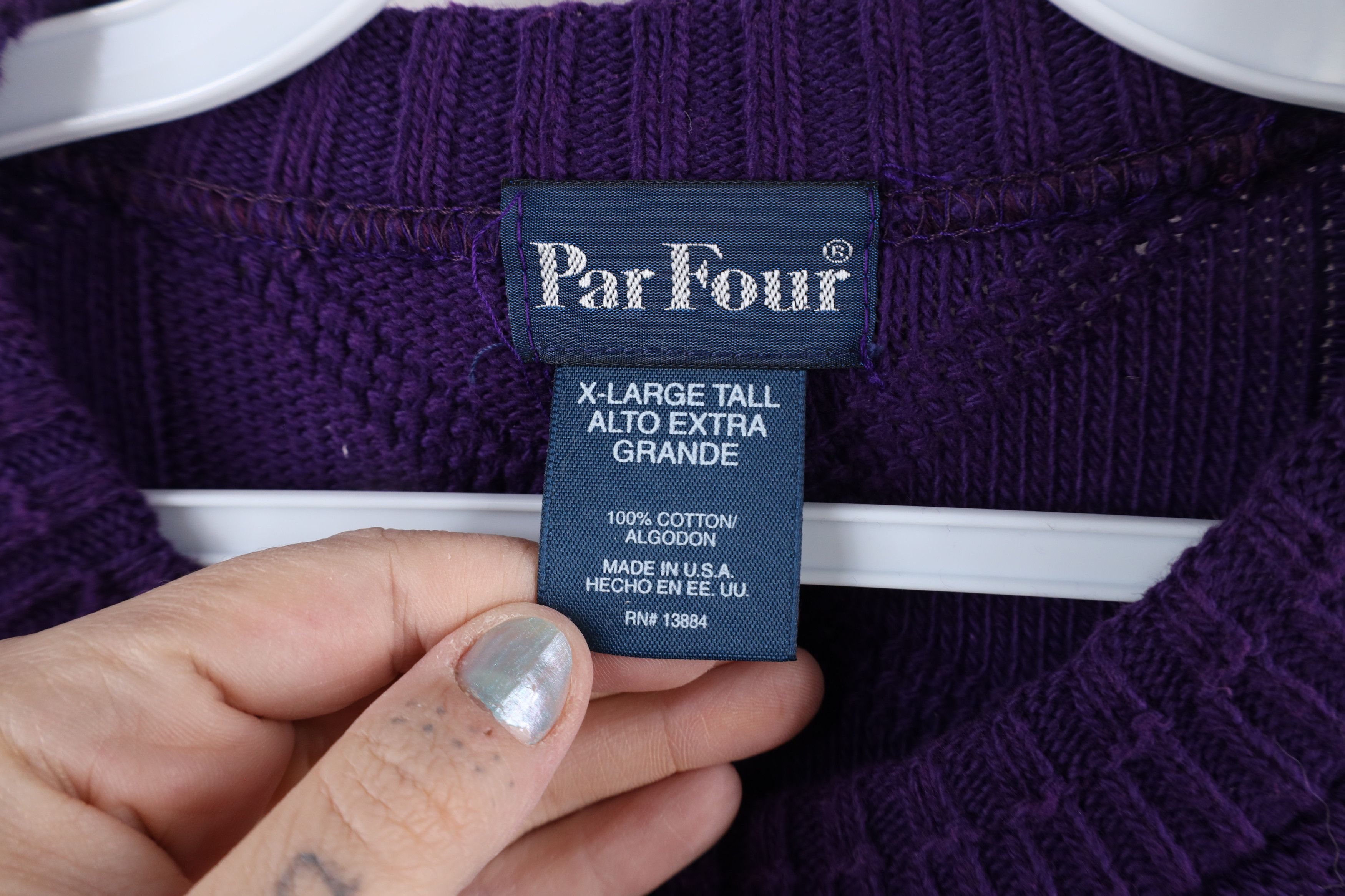 Vintage Vintage 90s Streetwear Faded Ribbed Knit Sweater Purple USA Size US XL / EU 56 / 4 - 4 Thumbnail