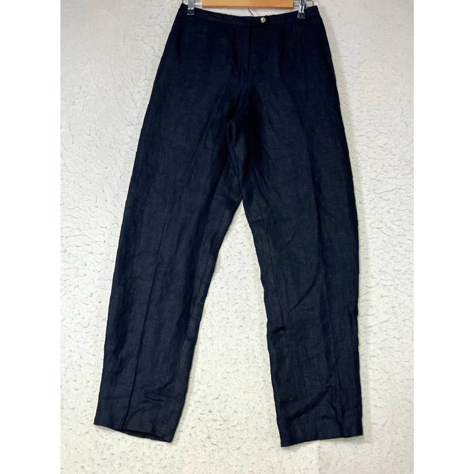 Vintage harvé benard Pants Women's Size 12 Black Linen Lined High Rise Straight Size 34" / US 12 / IT 48 - 2 Thumbnail