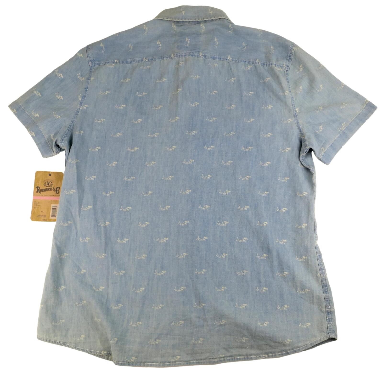 Other Roebuck & Co Mens XL Light Blue S/S Hammer Head Shark Shirt Size US XL / EU 56 / 4 - 4 Thumbnail