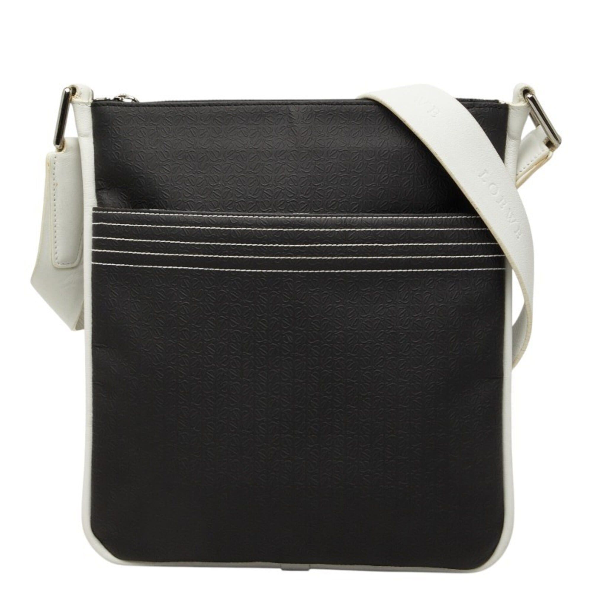 Loewe Loewe Repeat Anagram Crossbody Shoulder Bag, Black and White Leather, Women's LOEWE Size ONE SIZE - 1 Thumbnail