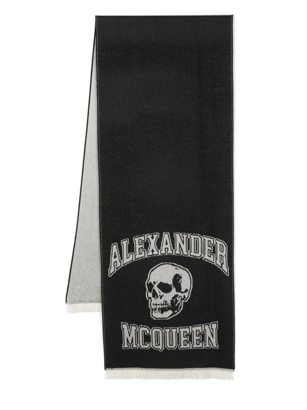 Alexander McQueen ALEXANDER MCQUEEN black ivory varsity logo skull wool scarf Size ONE SIZE - 6 Thumbnail