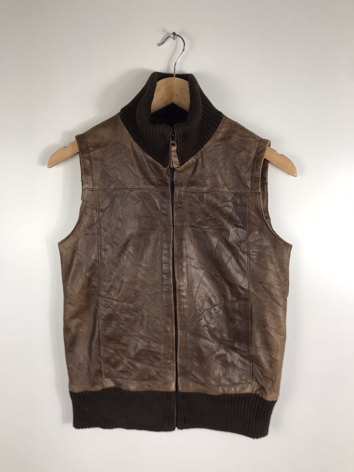 Full Count & Co. × Japanese Brand × Leather ⚡️Vintage FullCount Zipper Leather Vest Size S / US 4 / IT 40 - 1 Thumbnail