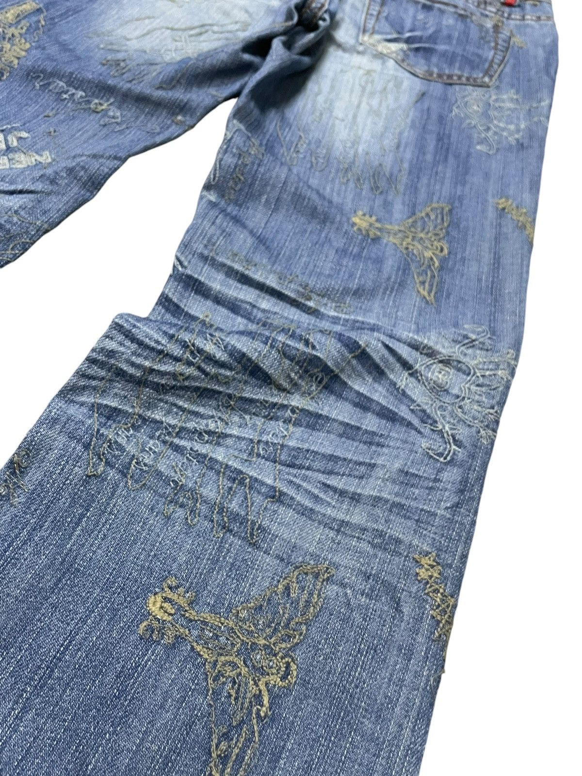 Hysteric Glamour × Japanese Brand Nep Star Japan Embroidery Doodle Heavy Stitch Flare Jeans Size US 30 / EU 46 - 11 Thumbnail
