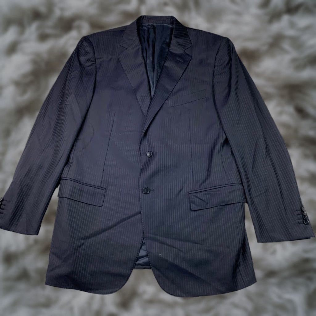 Ermenegildo Zegna VINTAGE Ermenegildo Zegna Blazer Men Navy Stripe 100% Wool Trofeo 44L Two-Button Single-Breasted Cancer? Size 44R - 1 Thumbnail
