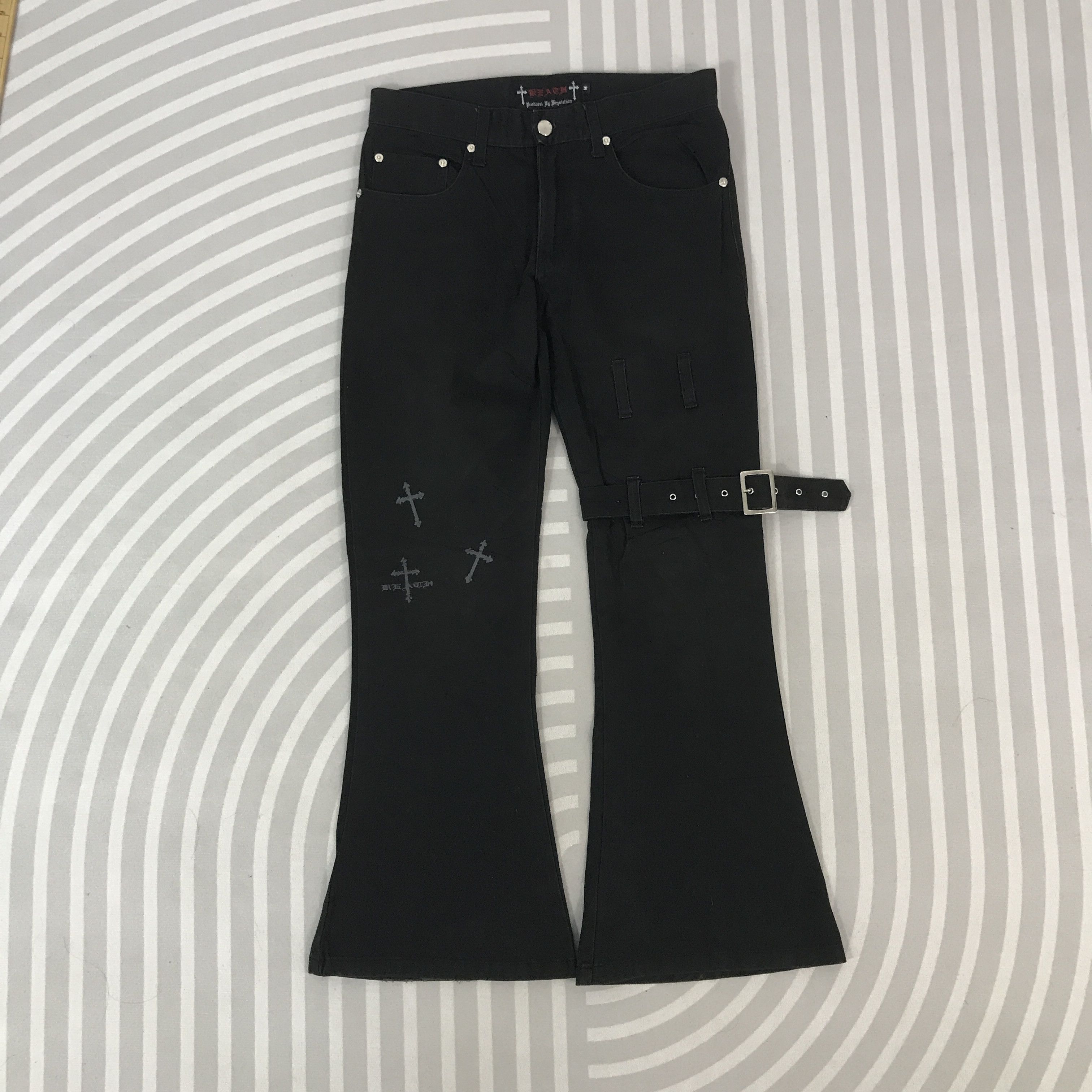 Japanese Brand Vintage Beach black Flared Pants bondage style Size US 30 / EU 46 - 1 Thumbnail