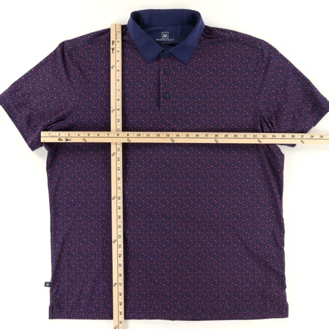 Mizzen+Main Mizzen + Main Classic Fit Ditzy Leaf High Stretch Polo Shirt Navy Men's XL Size US XL / EU 56 / 4 - 3 Thumbnail